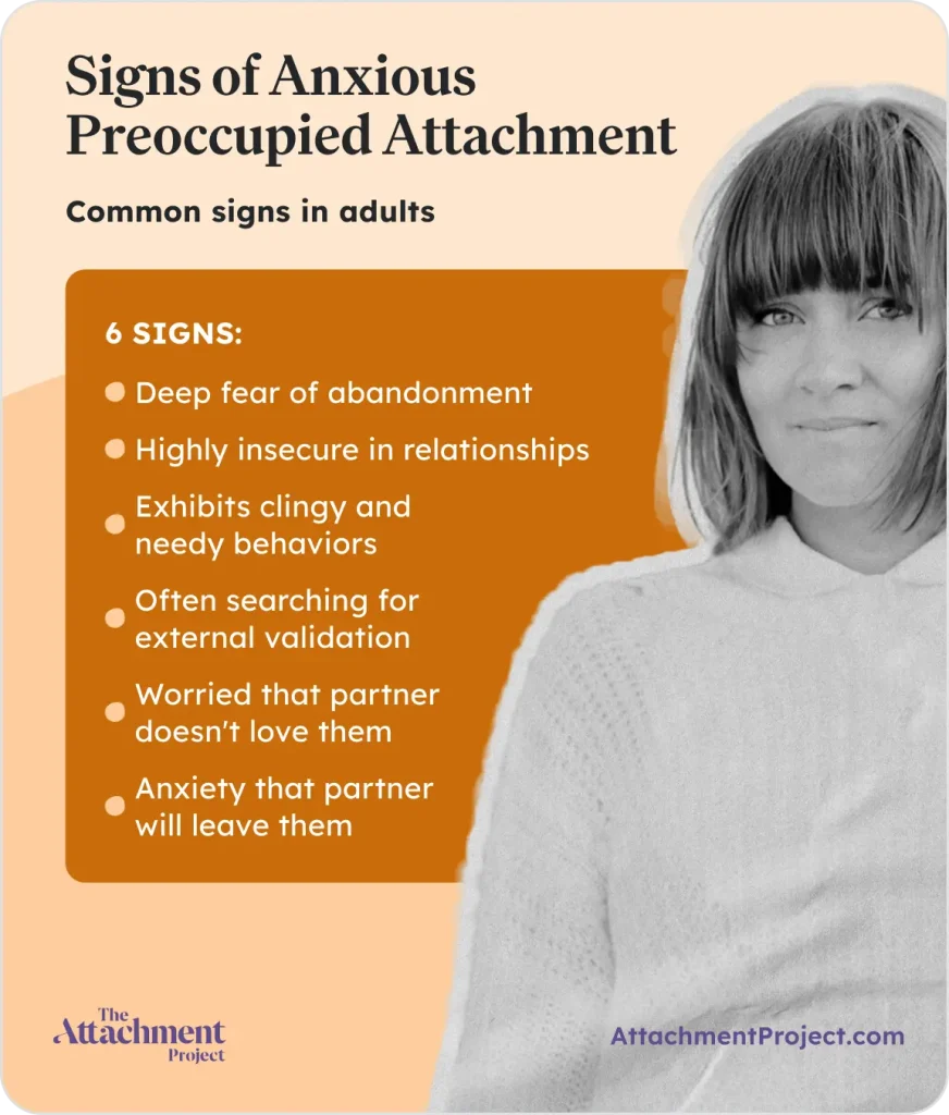 Sign of anxious preoccupied attachment
